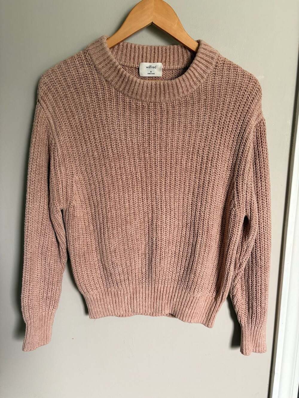 Wilfred Dusty Pink Ribbed Chenille Knit Sweater